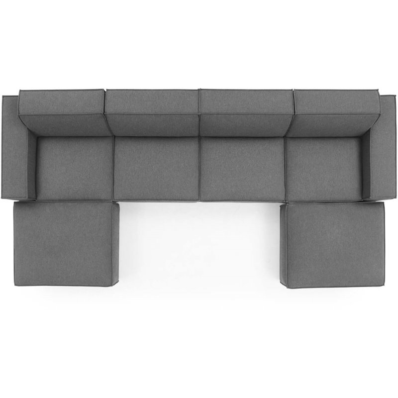 Modway Restore 6-Piece Modern Polyester Fabric Sectional Sofa in Charcoal