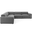 Modway Restore 5-Piece Modern Fabric Upholstered Sectional Sofa in Charcoal