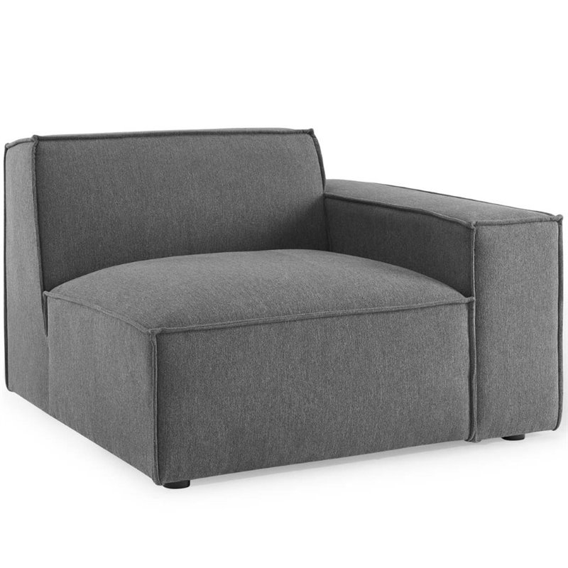 Modway Restore 5-Piece Modern Fabric Upholstered Sectional Sofa in Charcoal
