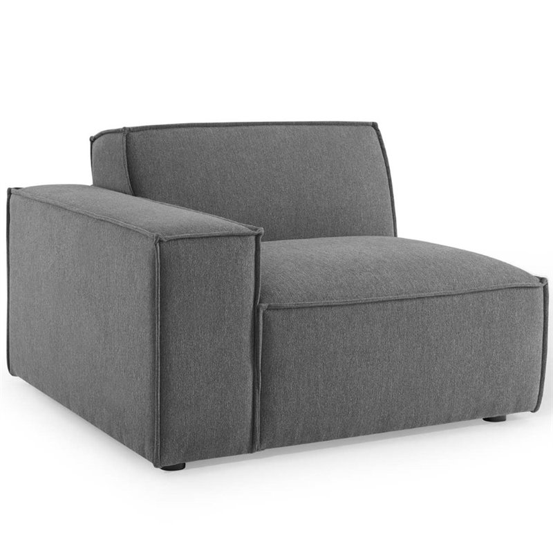 Modway Restore 5-Piece Modern Fabric Upholstered Sectional Sofa in Charcoal