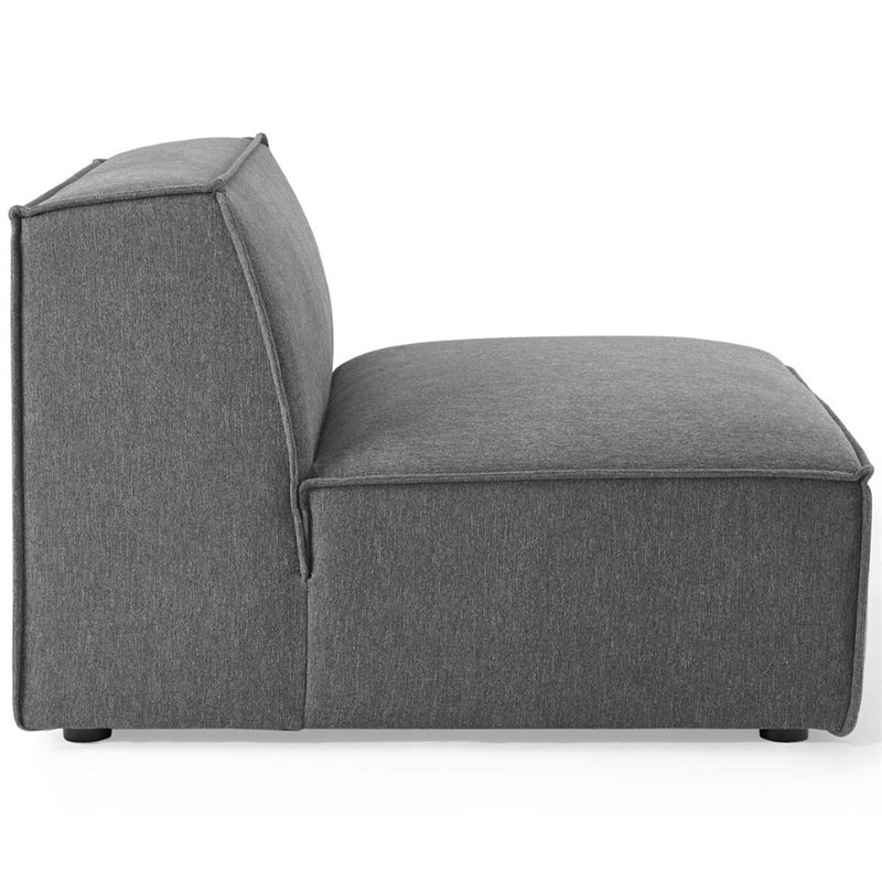 Modway Restore 5-Piece Modern Fabric Upholstered Sectional Sofa in Charcoal