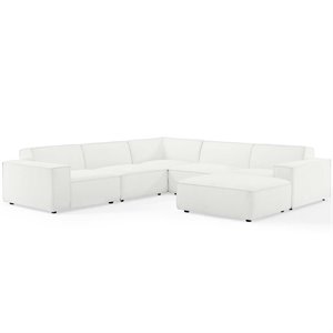 Modway Restore 6-Piece Modern Fabric Upholstered Sectional Sofa in White