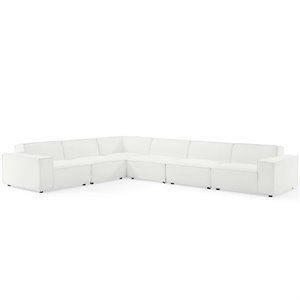 Modway Restore 6-Piece Modern Fabric Sectional Sofa in White
