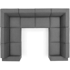 Modway Restore 8-Piece Modern Fabric Upholstered Sectional Sofa in Charcoal