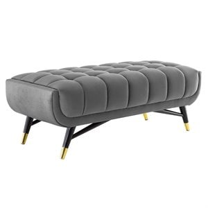 Modway Adept 17&quot x 47.5&quot Modern Performance Velvet Tufted Bench in Gray
