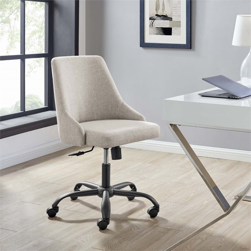 Modway Designate Fabric Upholstered Office Swivel Chair in Black and Beige