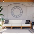 Modway Upland 3-Piece Solid Teak Wood Patio Sectional Sofa in Natural and White