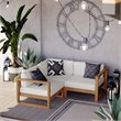 Modway Upland 3-Piece Solid Teak Wood Patio Sectional Sofa in Natural & White