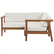 Modway Bayport 3-Piece Fabric & Teak Wood Patio Sectional in Natural and White