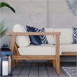 Modway Bayport 3-Piece Fabric & Teak Wood Patio Sectional in Natural and White