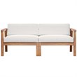 Modway Bayport 2-Piece Fabric & Teak Wood Patio Loveseat in Natural and White