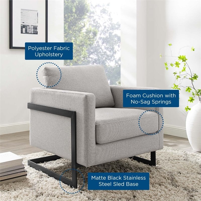 Modway Posse Upholstered Fabric Upholstered Accent Chair in Black and Camel