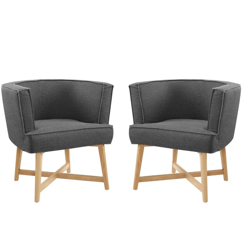 Anders Upholstered Fabric Accent Chair Set of 2 in Gray