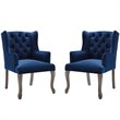 Modway Realm Performance Velvet Tufted Arm Chair in Navy (Set of 2)