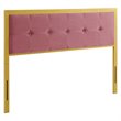 Modway Teagan Tufted King Performance Velvet Headboard in Gold/Dusty Rose