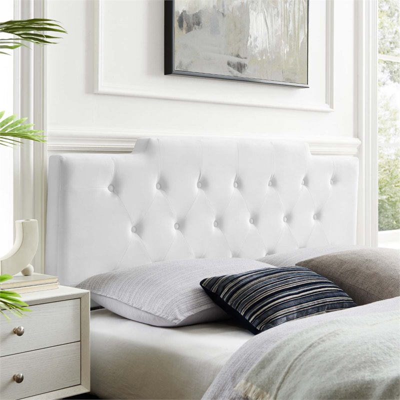 Modway Juliet Tufted Full/Queen Performance Velvet Headboard in White