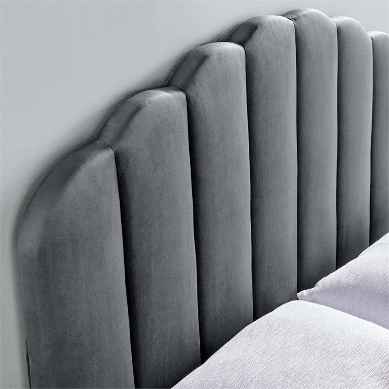 Modway Veronique Twin Modern Performance Velvet Headboard in Charcoal