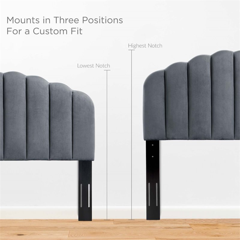 Modway Veronique Twin Modern Performance Velvet Headboard in Charcoal