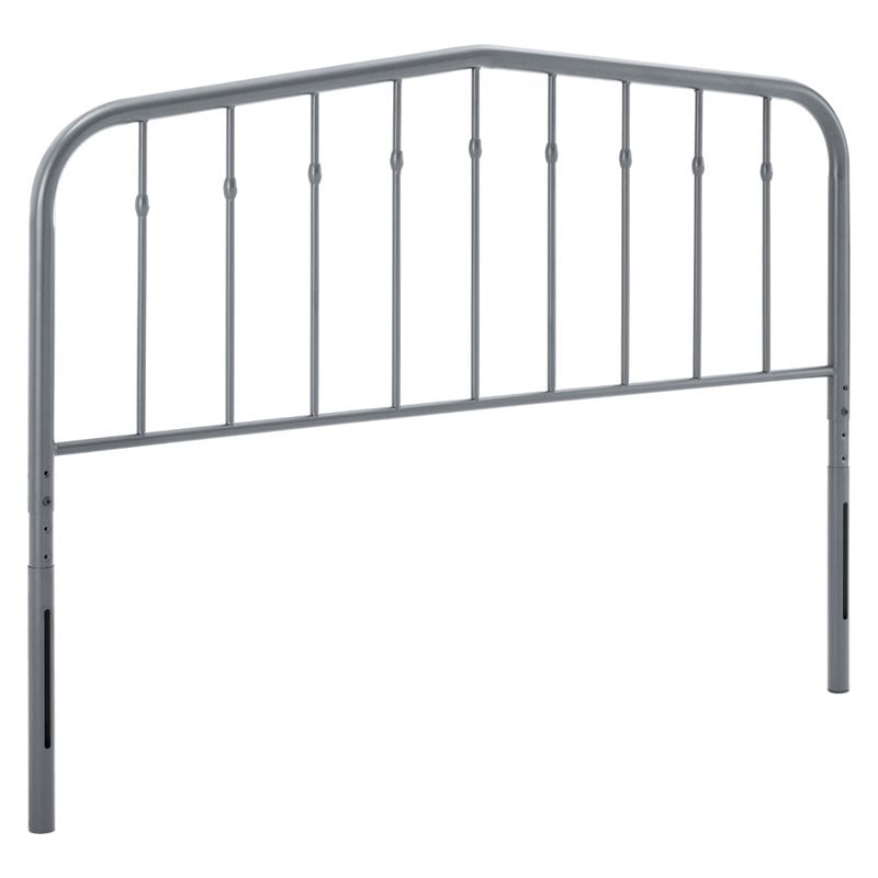 Modway Lennon Contemporary Modern Twin Metal Spindle Headboard in Gray