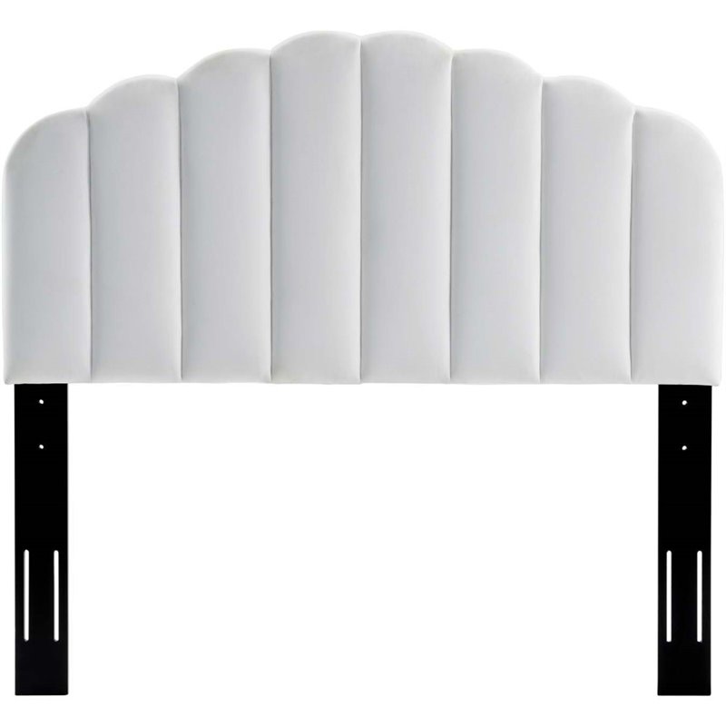 Modway Veronique Twin Modern Performance Velvet Headboard in White