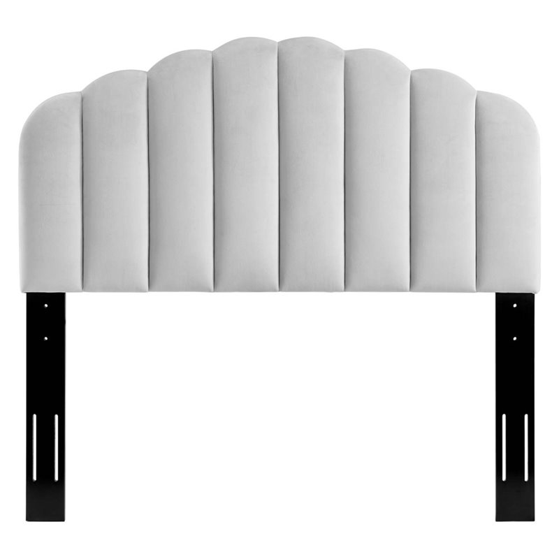 Modway Veronique Full/Queen Modern Performance Velvet Headboard in Light Gray