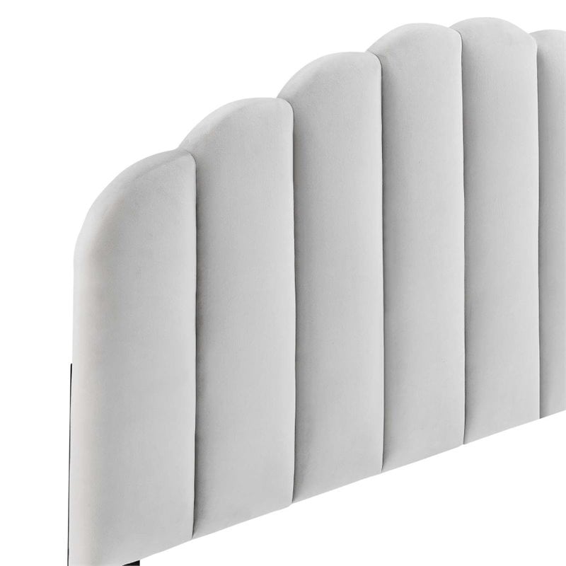 Modway Veronique Full/Queen Modern Performance Velvet Headboard in Light Gray