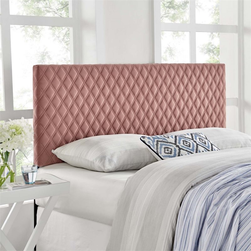 Modway Angela King Modern Performance Velvet Headboard in Dusty Rose