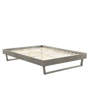 Modway Billie Twin Rubberwood and MDF Wood Platform Bed Frame in Gray