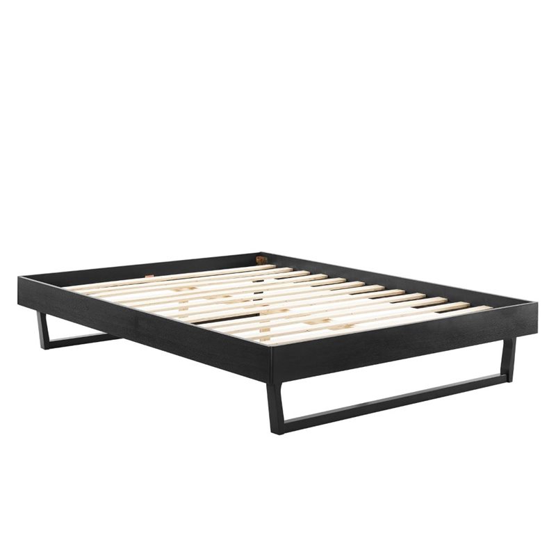 Modway Billie Queen Rubberwood and MDF Wood Platform Bed Frame in Black