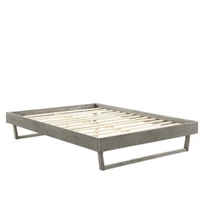 Modway Billie King Rubberwood and MDF Wood Platform Bed Frame in Gray