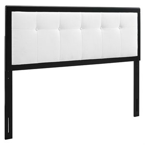 Modway Draper Tufted Full Fabric and Wood Headboard in Black/White