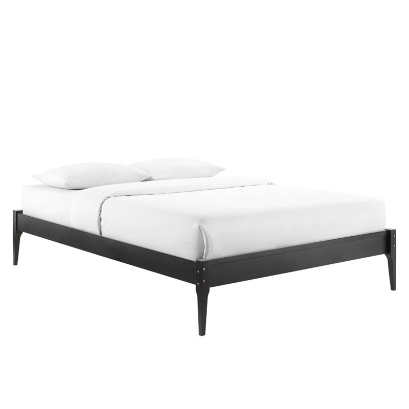 Modway June Queen MDF Wood and Rubberwood Platform Bed Frame in Black