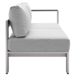 Modway Shore 9-Piece Fabric & Aluminum Outdoor Patio Sofa Set in Silver/Gray