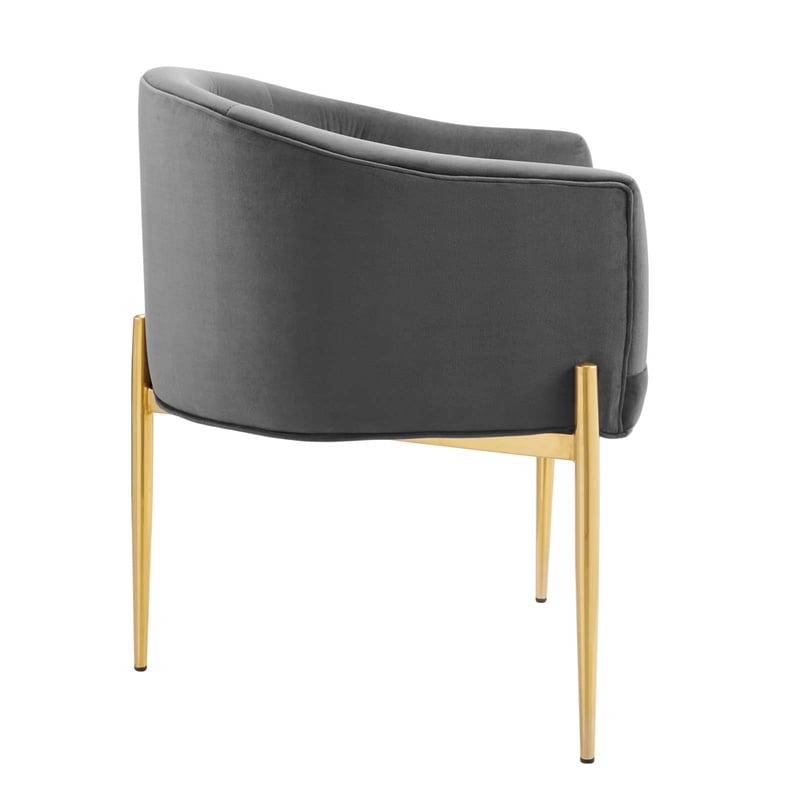 Modway Savour Tufted Performance Velvet Stainless Steel Accent Chair in Gray