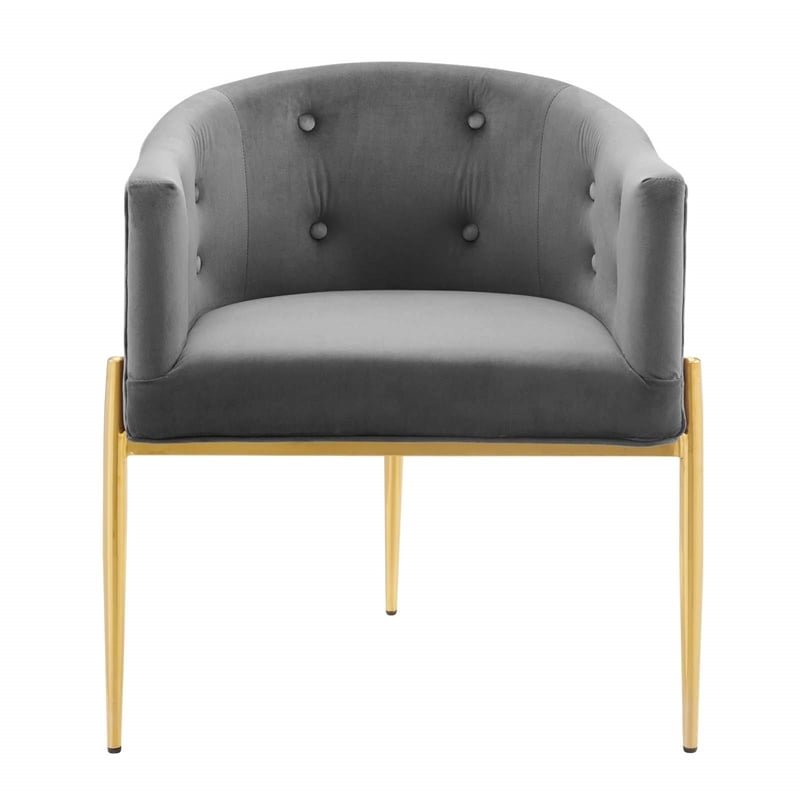 Modway Savour Tufted Performance Velvet Stainless Steel Accent Chair in Gray