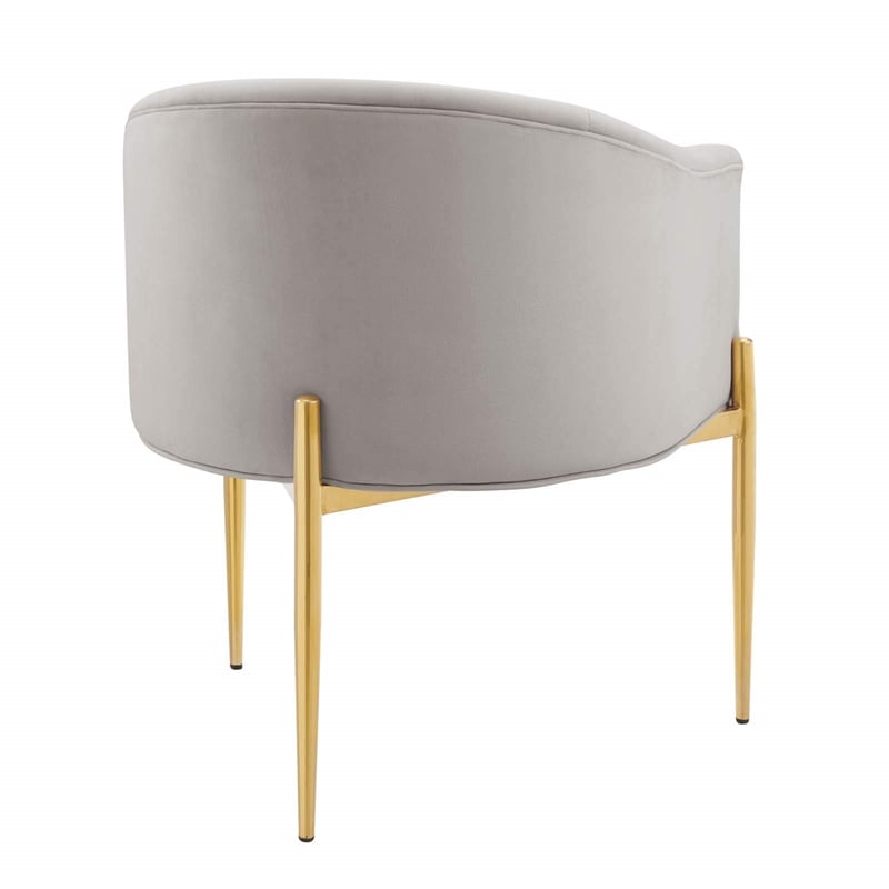Modway Savour Tufted Velvet Stainless Steel Accent Chair in Light Gray