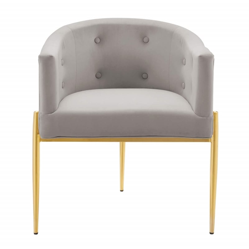 Modway Savour Tufted Velvet Stainless Steel Accent Chair in Light Gray