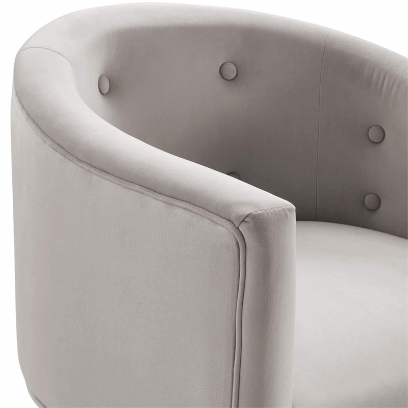 Modway Savour Tufted Velvet Stainless Steel Accent Chair in Light Gray
