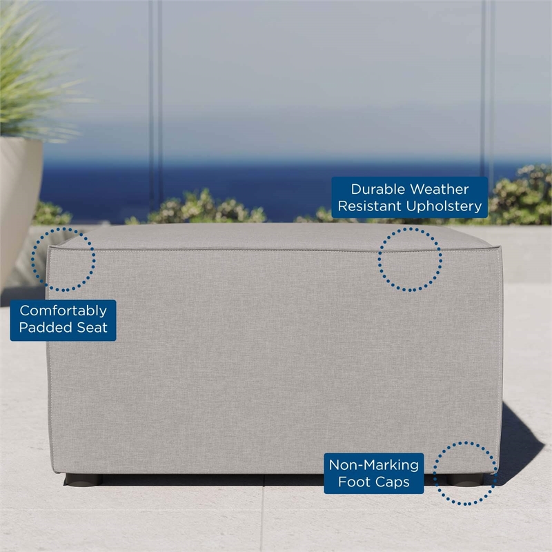 Modway Saybrook Fabric Upholstered Outdoor Patio Sofa Ottoman in Gray