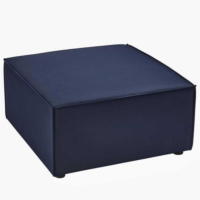 Modway Saybrook Fabric Upholstered Outdoor Patio Sofa Ottoman in Navy