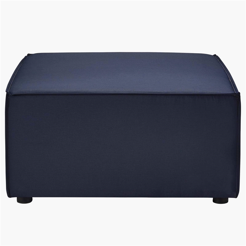 Modway Saybrook Fabric Upholstered Outdoor Patio Loveseat & Ottoman Set in Navy