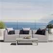 Modway Saybrook 3-Piece Fabric Upholstered Outdoor Patio Sectional Sofa in Gray