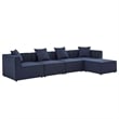 Modway Saybrook 5-Piece Fabric Outdoor Patio Sectional Sofa in Navy
