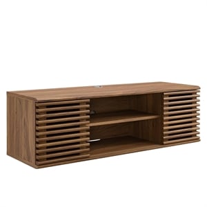 Modway Render Wood Wall-Mount Media Console TV Stand for TVs up to 50&quot in Walnut