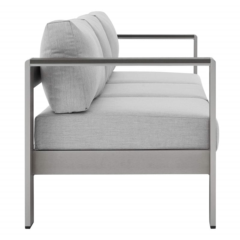 Modway Shore 4-Piece Aluminum & Fabric Outdoor Patio Set in Silver/Gray