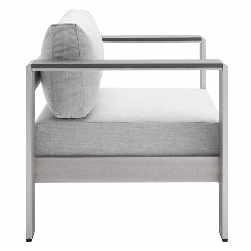 Modway Shore 4-Piece Aluminum & Fabric Outdoor Patio Set in Silver/Gray