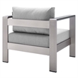Modway Shore 4-Piece Aluminum & Fabric Outdoor Patio Set in Silver/Gray