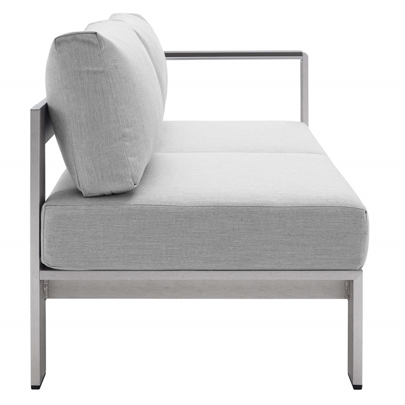 Modway Shore 5-Piece Fabric & Aluminum Outdoor Patio Sofa Set in Silver/Gray