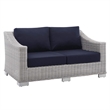 Modway Conway 4-Piece Patio Aluminum/Rattan Furniture Set in Light Gray/Navy