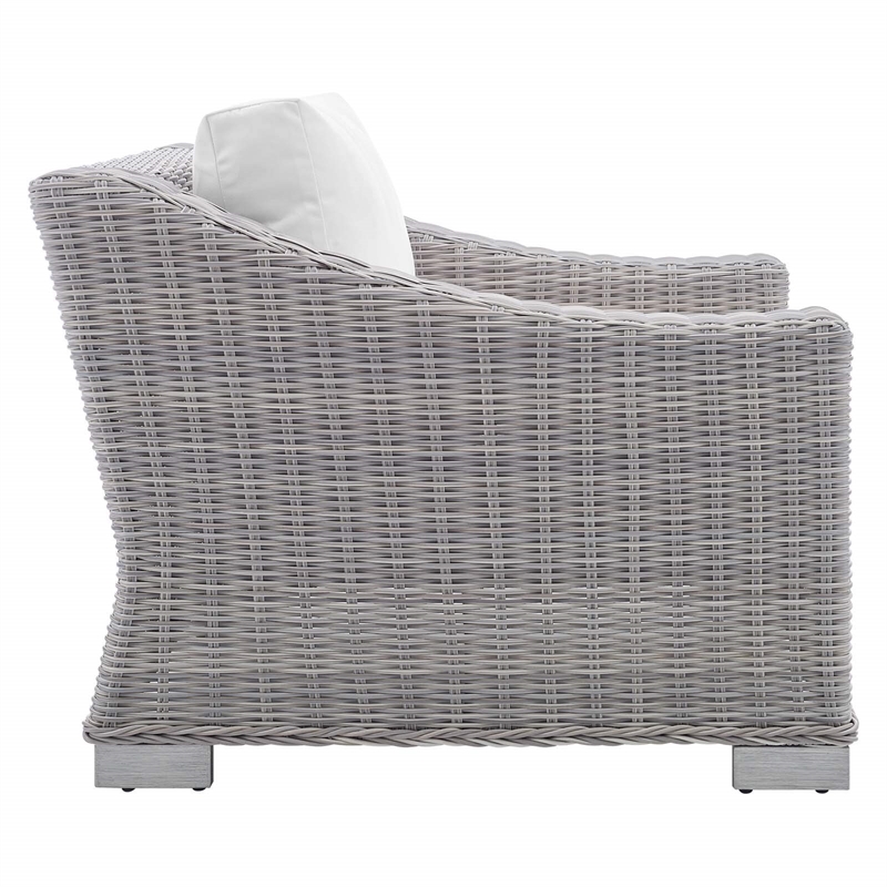 Modway Conway 4-Piece Patio Aluminum/Rattan Furniture Set in Light Gray/White
